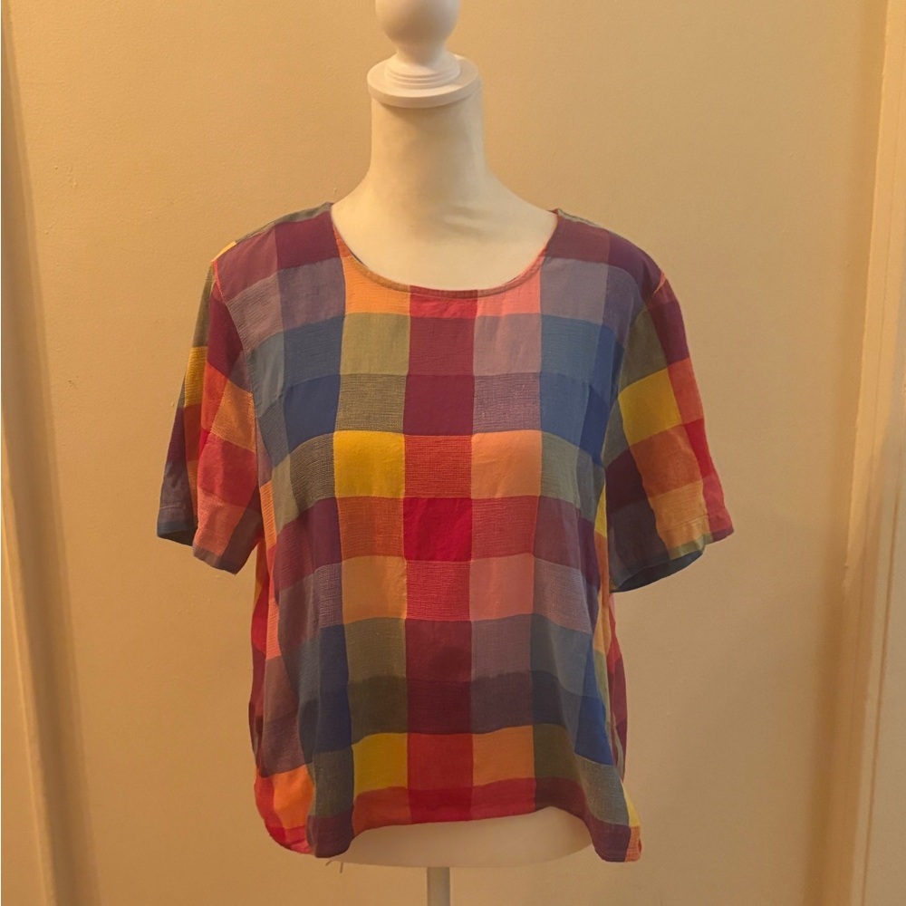 Madewell short sleeved checkered shirt size L